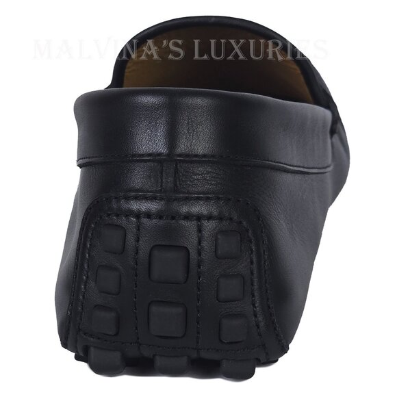 GUCCI SHOES MENS LOAFERS MOCCASINS G LOGO BLACK LEATHER - Picture 6 of 15